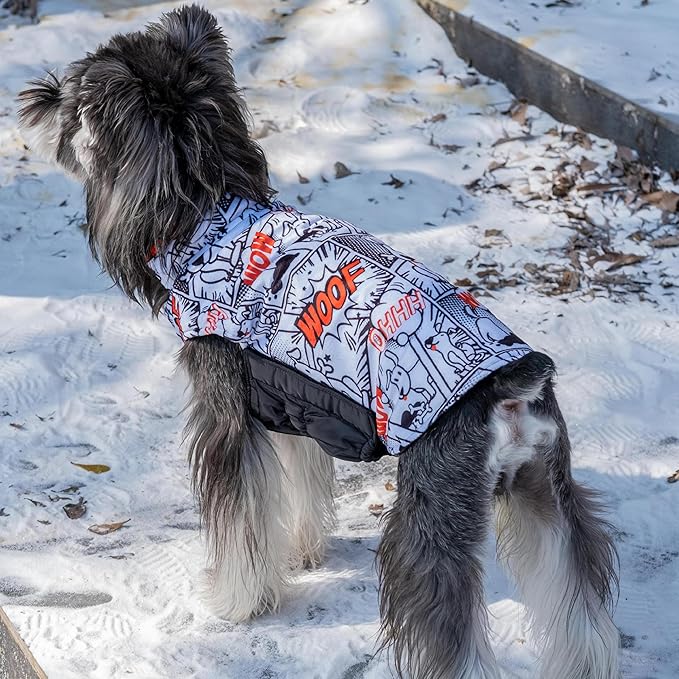 CuteBone Winter Dog Coat - Reversible Windproof Jacket for Small to Large Dogs - Soft Adjustable Coat with Leash Hole