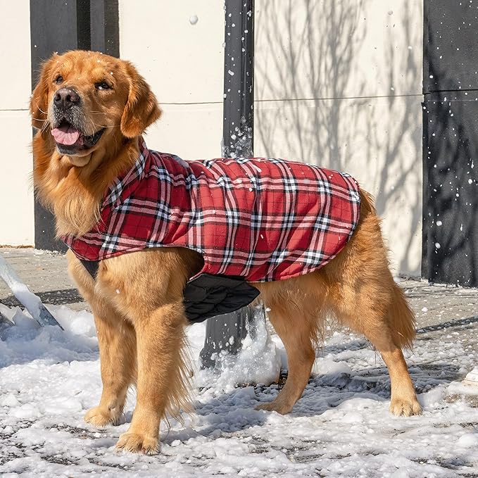CuteBone Winter Dog Jacket - Reversible, Adjustable, Windproof & Waterproof - Thick Dog Coat for Small to Large Dogs