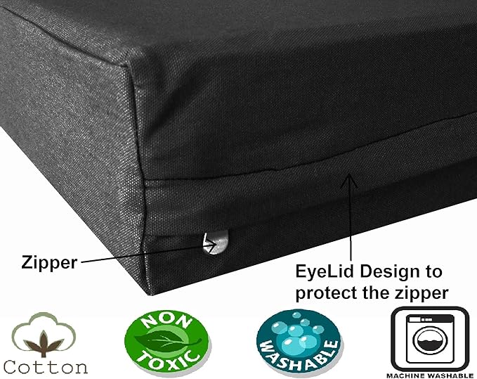 Dogbed4less Premium HeadRest Pillow Orthopedic Cool Memory Foam Dog Bed for Large Dogs, Waterproof Lining with Washable Canvas Black Cover, XXL 55X37
