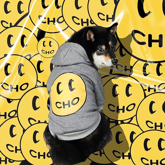 ChoChoCho Smiley Dog Hoodie Stylish Dog Clothes Smiley Face Sweater Cotton Sweatshirt Fashion Outfit for Dogs Cats Puppy Small Medium Large (X-Large, Grey)