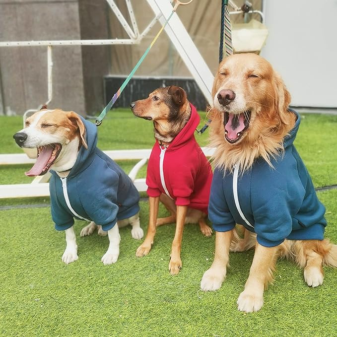 Extra Large Dog Clothes Hoodies Zip Up Sweaters for Big Dogs Labrador Border Collie Red 4XL
