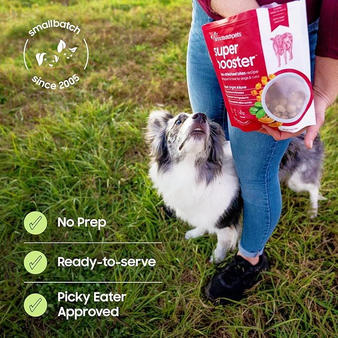 smallbatch Freeze Dried Dog Treats, Superfood Food Topper Lamb Bites for Dogs & Cats, Probiotics, Organic Ingredients, High Protein, Grain Free Healthy Treat or Food Topper, Made in The USA, 7 oz Bag
