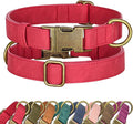 Didog Soft PU Leather Dog Collar, Stylish Quick Released Dog Collar for Large Dogs, Easy Clean Adjustable Pet Collar for Daily Walking, Red, L Fit 15-23" Neck