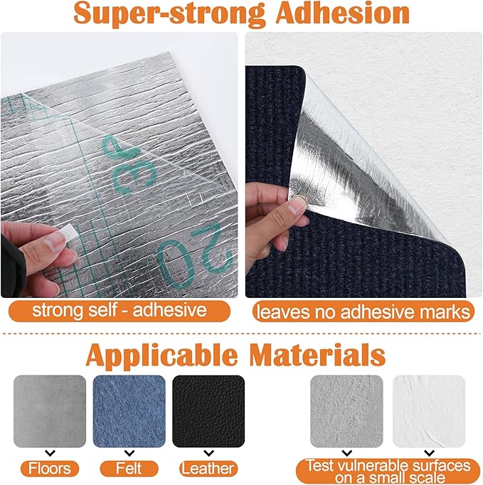Cat Scratch Furniture Protector - 100" x 17" Trimmable Self-Adhesive Cats Claws Scratch Pads, DIY Cat Climbing Couch Protector for Scratch Post Cat Tree Replacement Indoor (Dark Blue)