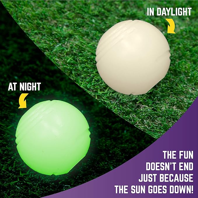 Chew King by Mammoth Set of 4 Glowing Fetch Balls, Dog Ball Toys Combo, Durable Bouncy Interactive Toy for Pets, Lightweight