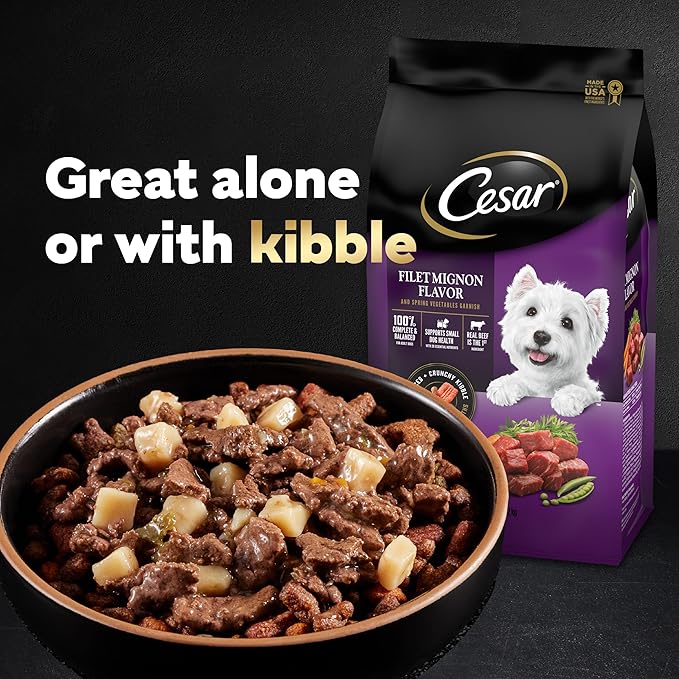 Cesar Home Delights Adult Wet Dog Food, Slow Cooked Chicken & Vegetables Dinner and Beef Stew Variety Pack, 3.5 oz. (12 Count, Pack of 2)