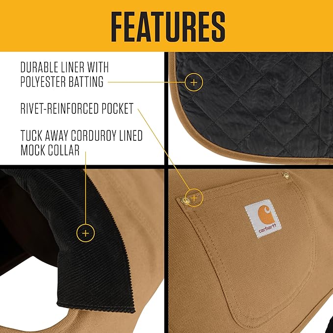 Carhartt Firm Duck Insulated Dog Chore Coat, Durable Weather Resistant Jacket for Cold and Windy Conditions, PFAS Free (Black), X-Large