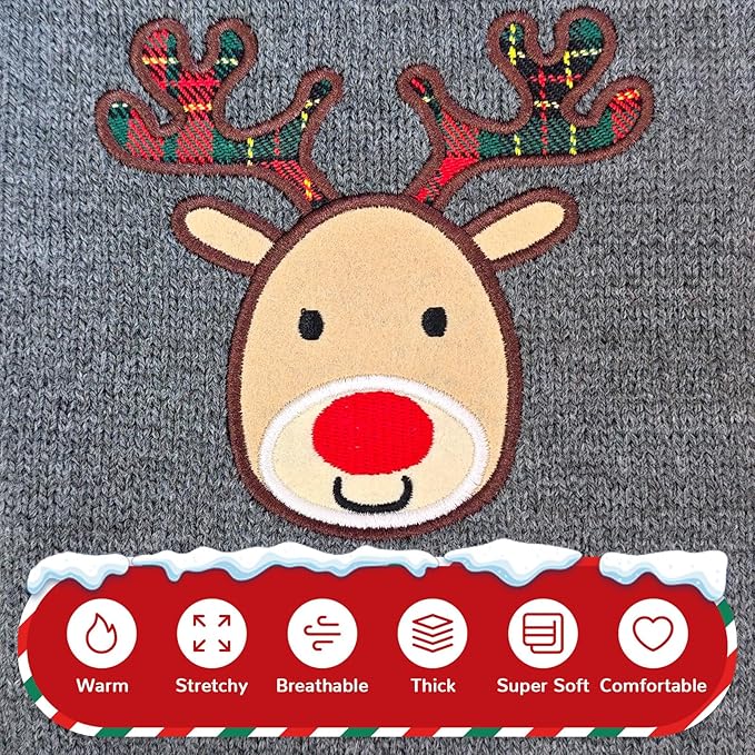PETCARE Reindeer Christmas Dog Sweater Gray Cat Sweater Vest Cartoon Elk Pet Holiday Dog Clothes Puppy Sweaters for Small Medium Large Dogs Cats Fall Winter Outfits Xmas Dogs Costume,Small