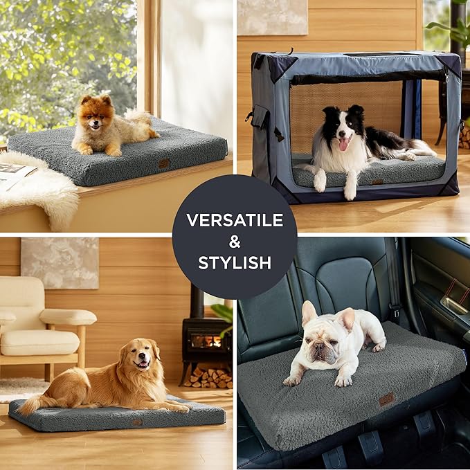 Bedsure Self Warming Dog Beds Large Sized Dog - Extra-Large Puppy Bed with Removable Washable Cover, Orthopedic Egg Crate Foam Pet Mat, Suitable for Pet Up to 100 lbs