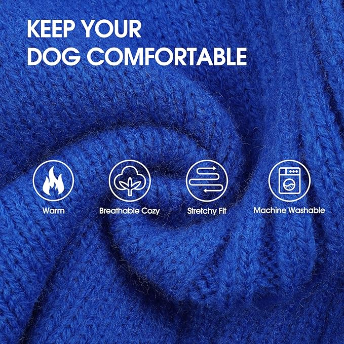 IECOii Extra Large Dog Sweater 4XL,Thermal Warm Dog Sweaters for Giant Breed Dogs,Turtleneck Knitted Knitwear for Pet Winter,Stretchy&Easy On Doggy Sweatshirt for Doberman,Great Dane(Royal Blue,XXXXL)