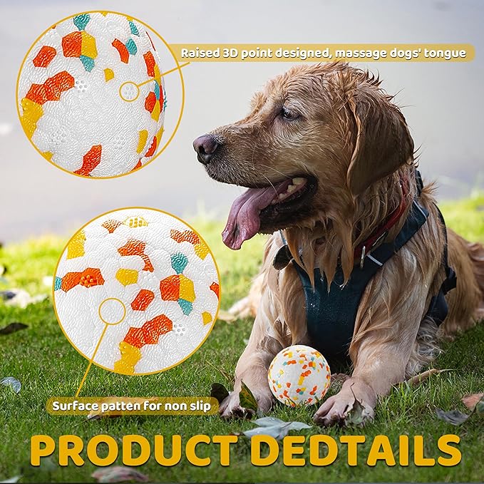 Dog Balls, Indestructible Dog Toy Ball for Aggressive Chewers, Durable High Elasticity Interactive Ball for Training Dog Catch and Fetch, Large Medium Small Dog and Puppies(3in, 4pcs)