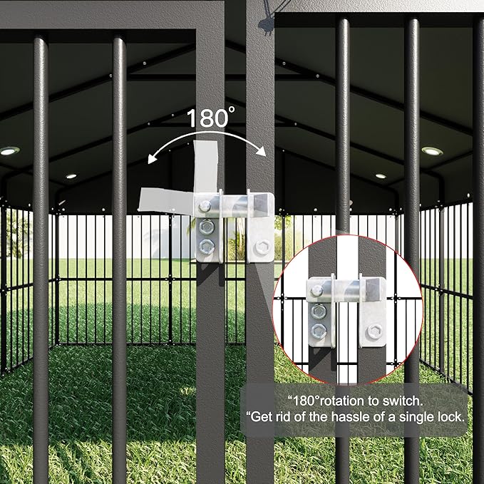 10x20x6 FT Large Dog Kennel, Outdoor Dog Crate with with Triple Safety Locks, Heavy Duty Outside Dog Cage Animal Enclosure with Roof Metal Secure Fence Playpen (118" W x 238" D x 78" H)