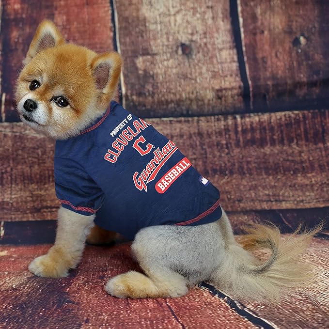 MLB Tee Shirt for Dogs & Cats - Cleveland Guardians Dog T-Shirt, X-Large.