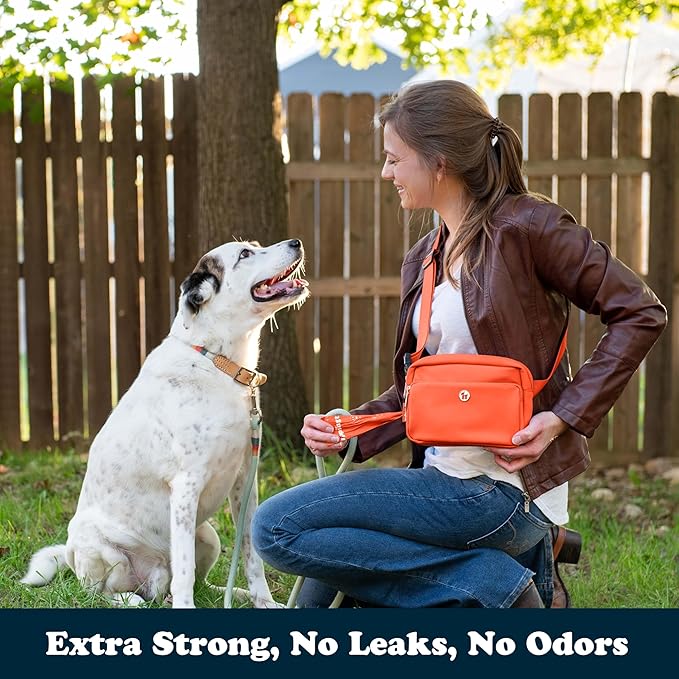 Puppington Certified Home Compostable Poop Bags - ASTM D6400 Compliant - 180 Extra Thick Bags - Plant Based - Pairs with Puppington 3-in-1 Bag & Fits all Standard Poop Bag Dispensers (Poppy Orange)