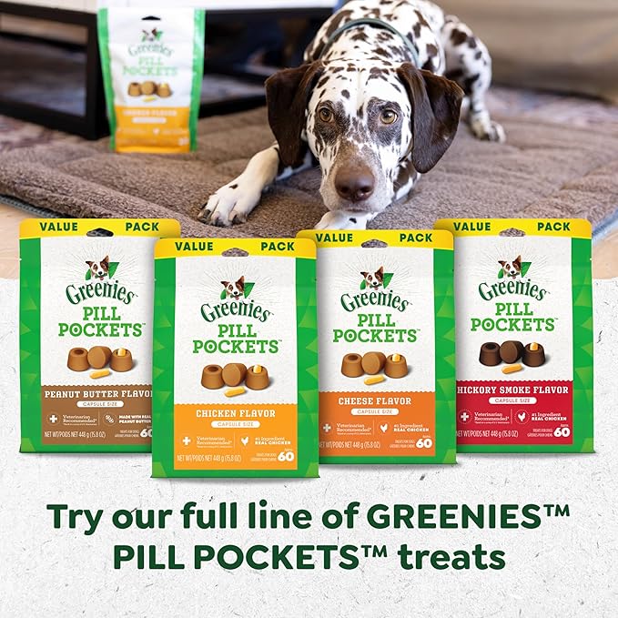 Greenies Pill Pockets for Dogs Large Size, Soft Dog Treats, Hickory Smoke Flavor, 7.9 oz. Pouch (30 Treats)