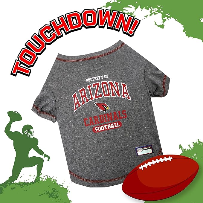 NFL Arizona Cardinals Dog T-shirt X-Large. - Licensed Shirt for Pets Team Colored with Team Logos- Premium Stretchable Materials for the comfort of your Dog & Cat