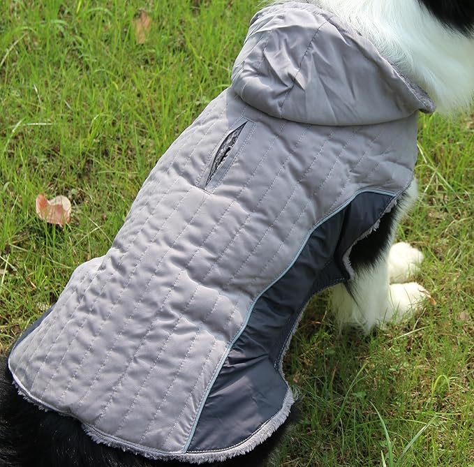 Fleece Dog Hoodie for Small Medium Dogs Super Warm Puppy Jacket for Cold Winter Dog Coats,Grey M