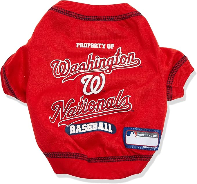 MLB Washington Nationals Dog T-Shirt, X-Small. - Licensed Shirt for Pets Team Colored with Team Logos. - Premium Stretchable Materials for The Comfort of Your Dog & cat.