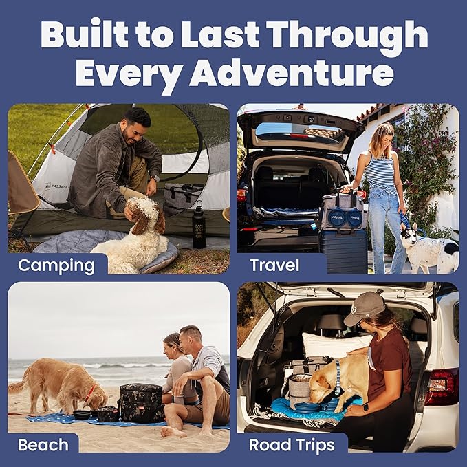 The Original Doggy Bag™ - Complete Dog Travel Bag for Supplies with 2 BPA-Free Travel Dog Bowls & 2 Pet Food Containers - Traveling Kit for Road Trips, Camping, Weekend Away or Doggy Gift - Grey