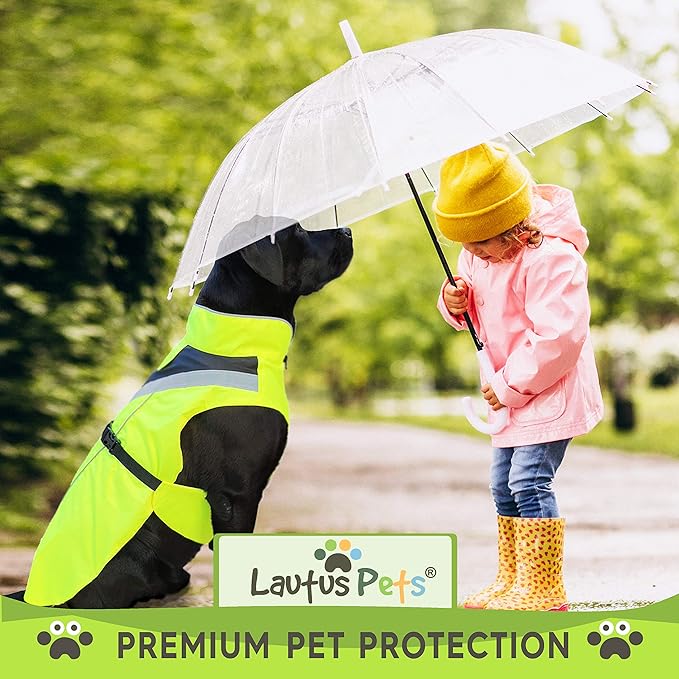 Dog Rain Coat - Waterproof, Reflective, Bright Yellow with Harness Hole (2XL, Yellow)
