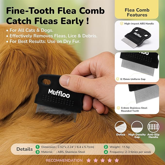 All-in-1 Pet Grooming Kit for Dogs and Cats, Shedding Comb, Dematting Tool, Reusable Electrostatic Hair Removal Glove, Hair Collector Keychain