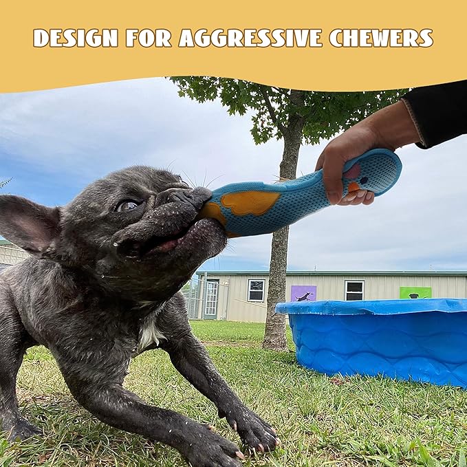Duck Squeaky Dog Toy, New 2025 Indestructible Dog Toy for Aggressive Chewers, Stuffed Toy with Two Tough Layers, Interactive Tug Training to Keep Them Busy, Blue