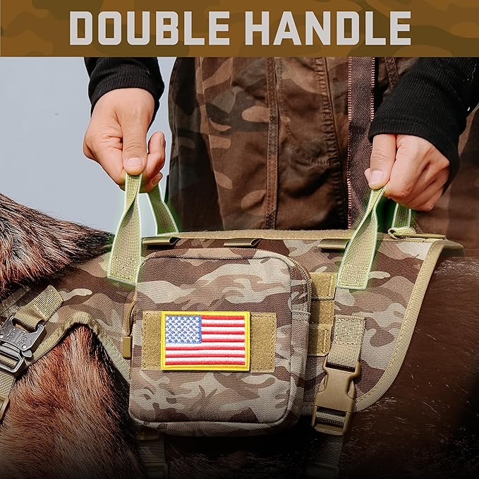 Forestpaw Dog Harness Medium Sized,Tactical Dog Harness with Handle,No Pull Military Style Service Dog Vest with Pockets Adjustable for Medium Large Dogs,Camouflage Brown,Chest 21.5-45"