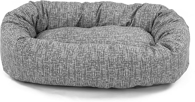 Majestic Pet 24 Inch Bagel Calming Dog Bed Washable – Cozy Soft Round Dog Bed with Spine Support for Dogs to Rest Their Head - Fluffy Donut Dog Bed 24x19x7 (Inch) - Round Pet Bed Small – Lt. Black
