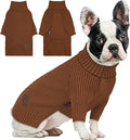 cyeollo Dog Sweaters for Small Dogs Boy, Pullover Turtleneck for Dogs Male, Knitted Doggy Fall Winter Warm Cold Weather Dog Clothes Apparel with Sleeves, Brown L
