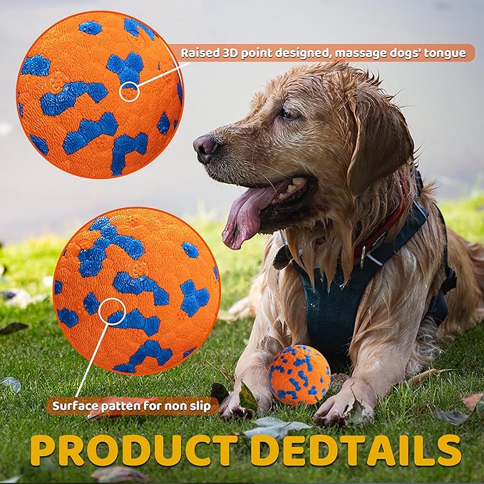 Dog Balls, Indestructible Dog Toy Ball for Aggressive Chewers, Durable High Elasticity Interactive Ball for Training Dog Catch and Fetch, Large Medium Small Dog and Puppies(Orange, 2.5in, 1pcs)