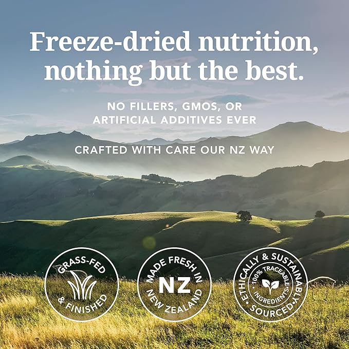 K9 Natural Beef Freeze Dried Dog Food, High-Meat Natural Complete Meal or Meal Toppers for Dogs, Grass-Fed Beef from New Zealand, Grain-Free, GMO-Free, Complete & Balanced Nutrition, 3.5oz