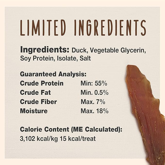 Cadet Gourmet Duck Breast Jerky Dog Treats, Healthy, Long-Lasting High-Protein Training Treats for Small & Large Dogs, 28 oz.