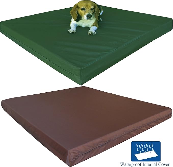 Dogbed4less Orthopedic Gel Infused Memory Foam Pet Bed for Large Dogs, Waterproof Liner with Durable Canvas + Brown Microsude Antislip Covers, 55X37X4 Inches, Fits 54X37 Crate.