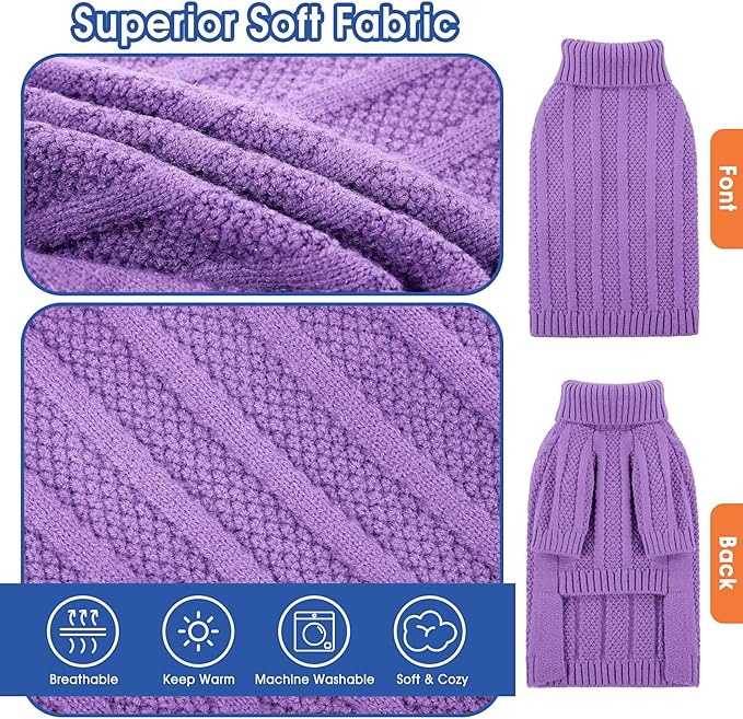 Queenmore XL Dog Sweater,Christmas Dog Sweaters for Extra Large Dogs Girl Boy,Warm Soft Fall Doggy Pullover Clothes,Turtleneck Knitted Pet Winter Apparel for Golden Retriever,Labrador(Purple,XL)