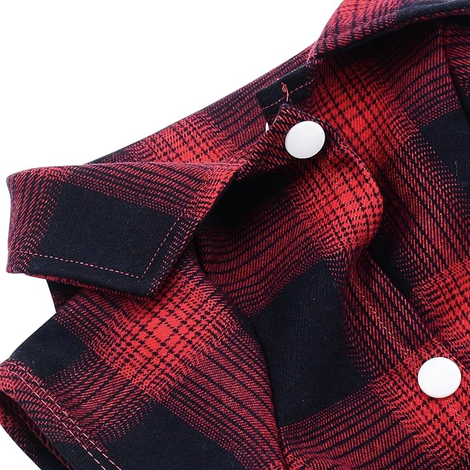Koneseve Dog Shirt, Pet Plaid Clothes Shirt T-Shirt Sweater Matching Breathable for Small Medium Large Dogs Cats Puppy Adorable Casual Cozy Halloween Thanksgiving Christmas Costumes (Red; 4XL)
