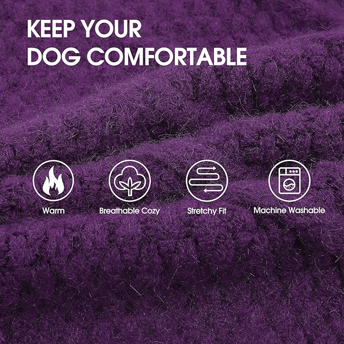 IECOii Large Dog Sweater - Thick Warm Neutral Purple-XL for Male or Female Dogs, Perfect for Christmas, Thanksgiving, Halloween - Fits Beagle, Corgi & More