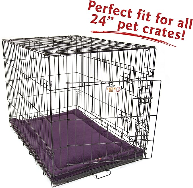 Majestic Pet Dog Crate Mat - Machine Washable Soft Plush Pet Bed Pad for Crates & Kennels USA Crafted 24"x18" Villa Aubergine
