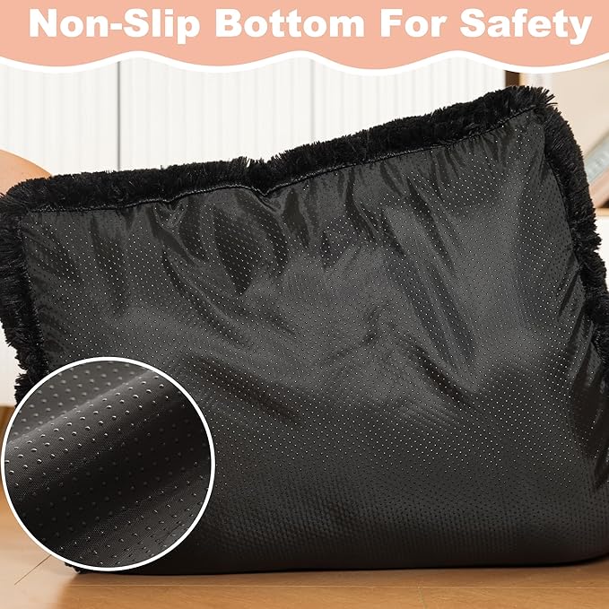 Bedfolks Waterproof Crate Bed, Plush Dog Crate Pad with Removable Cover, Faux Fur Dog Kennel Bed, 41"x27", Black