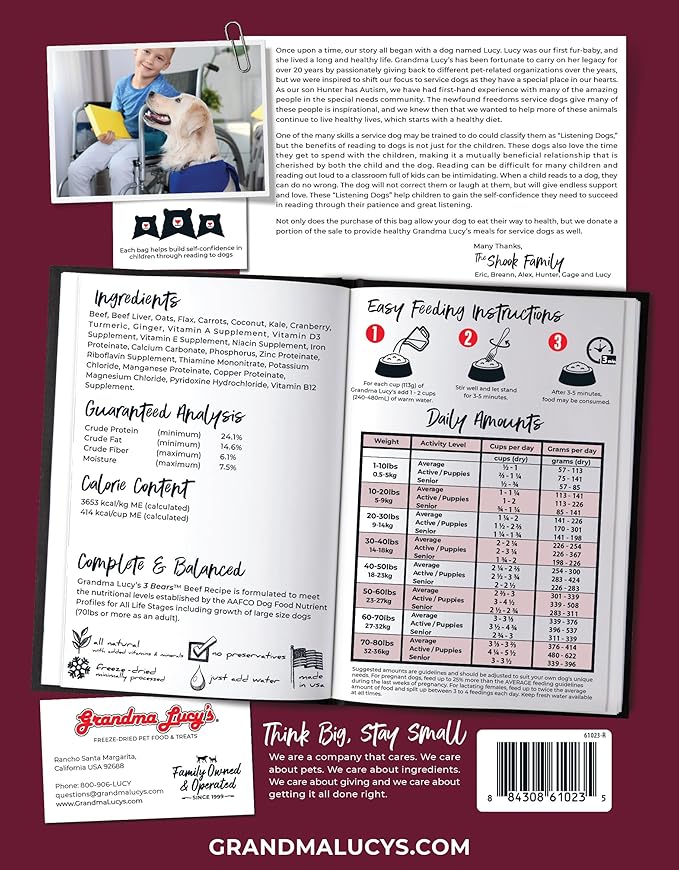 Grandma Lucy's 3 Bears Beef Dog Food - 3lb