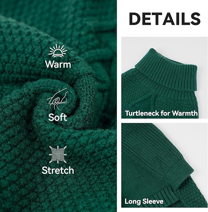 cyeollo Dog Sweater Pullover Turtleneck for Dogs, Classic Knitwear Fall Winter Cold Weather Dog Clothes Warm Pet Apparel Small Medium Large Dog Sweaters, Green M