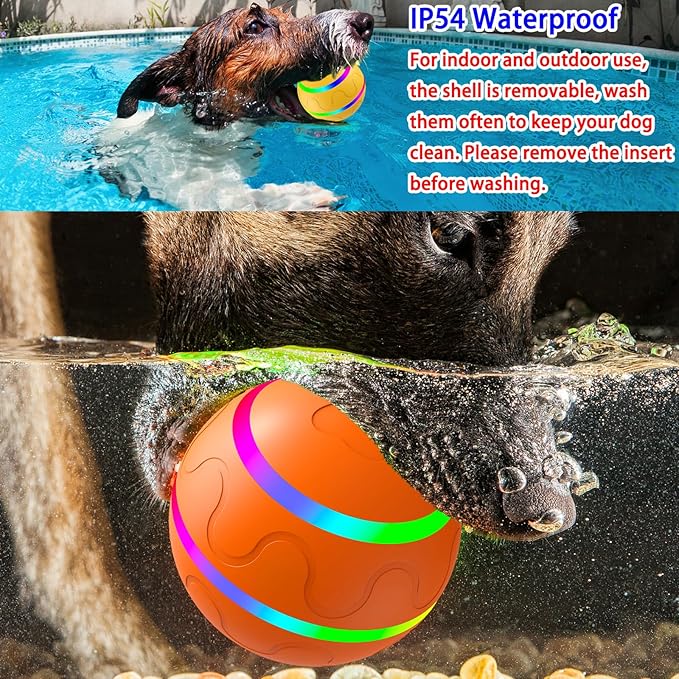 Shaky Ball Toy for Dogs, Large Pet Bounce, Jumping Ball Dog Toy, Automatic Activation Sports Rolling, 2025 New Big Pet Moving Balls (Orange, Smart)