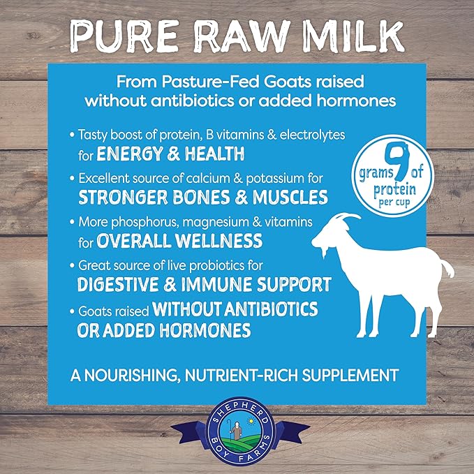Shepherd Boy Farms Freeze Dried Raw Goats Milk with Probiotics for Dogs & Cats (Classic), High Protein Digestible Goat Milk for Sensitive Stomachs, Food Topper, Dog Camping Essentials - Makes 16 FL OZ
