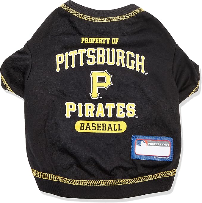 MLB Pittsburgh Pirates Dog T-Shirt, X-Large. - Licensed Shirt for Pets Team Colored with Team Logos. - Premium Stretchable Materials for The Comfort of Your Dog & cat.