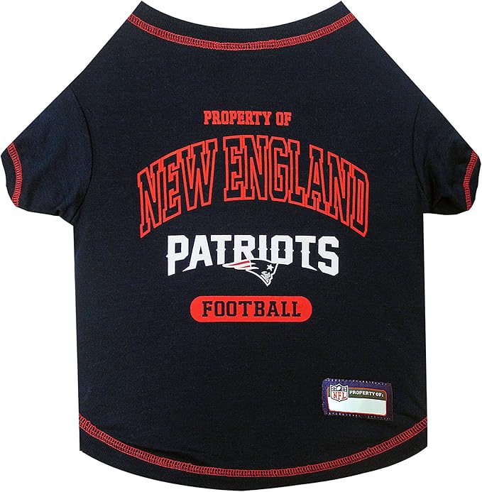 NFL New England Patriots Dog T-shirt Small. - Licensed Shirt for Pets Team Colored with Team Logos- Premium Stretchable Materials for the comfort of your Dog & Cat
