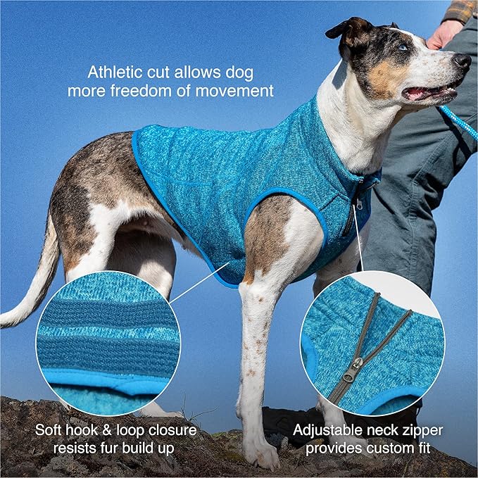 Kurgo Core Dog Sweater, Knit Dog Sweater with Fleece Lining, Cold Weather Pet Jacket, Zipper Opening for Harness, Adjustable Neck, Year-Round Sweater for Medium Dogs (Heather Black, Medium)