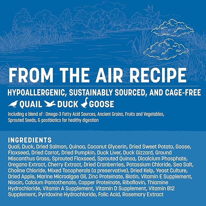 Earth Animal Wisdom Air Dried Dog Food - from The Air Recipe Premium Natural Dry Dog Food for All Breeds & Ages - 2 Lbs Bag