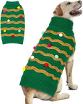 Cyeollo Dog Sweater - Christmas Turtleneck with Leash Hole, Glitter, Winter Clothes for Medium Large Dogs