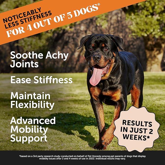 Pet Honesty Hip & Joint Health Max Strength - Natural Joint Supplement for Dogs Chews - Glucosamine, Omega-3s, Chondroitin, Green Lipped Mussel - Help Improve Mobility, May Reduce Discomfort (90 ct)