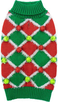 Cyeollo Large Dog Turtleneck Sweater - Christmas Green Medium Knitted Pullover for Large Dogs, Girls - Holiday Outfit
