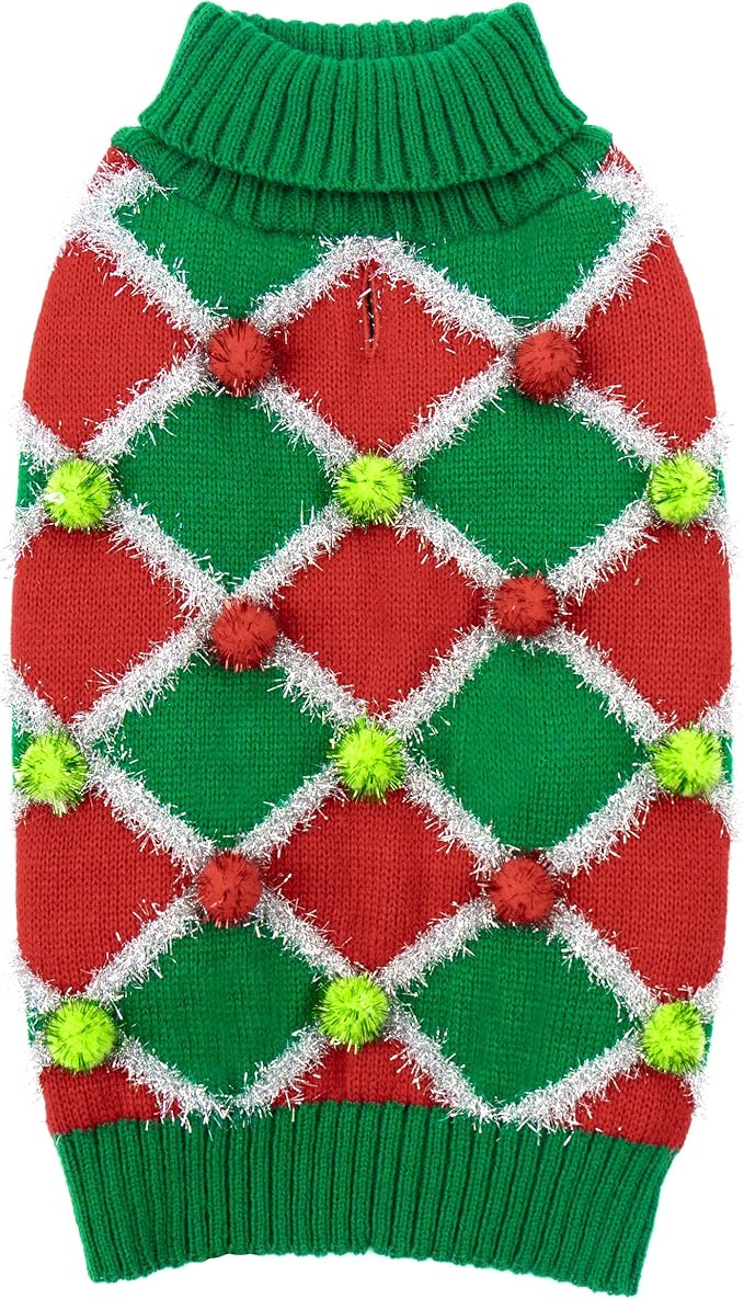 Cyeollo Christmas Sweater Turtleneck for Medium Dogs - Girl Xmas Knitted Pullover Soft Clothes Holiday Outfit, Green X-Large